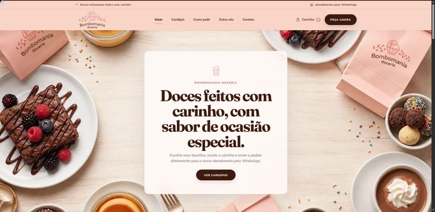 Página inicial do projeto conceito Bombommania